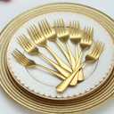 Evanda Gold Dessert Forks Set of 12 Pack 5.62", Golden Titanium Plating Pastry Fork, Appetizer Fork for Fruit, Cake, Cheese, Party Trips, Cafes, Restaurants, Easy To Clean, Dishwasher Safe