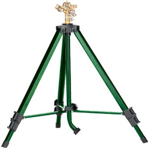 Orbit Tripod Lawn Zinc Impact Sprinkler - 360 Degree Rotating Yard Sprinkler with Adjustable Height - Heavy-Duty Zinc - High-Pressure Nozzle - for Large Lawn Coverage - 56667