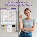Monthly Magnetic Calendar for Refrigerator - 17"x17" Dry Erase Board, Large Writing Space, 8 Markers & Eraser - Family Schedule Planner, Stain-Resistant with Strong Magnets (Sunday Start) (Purple)