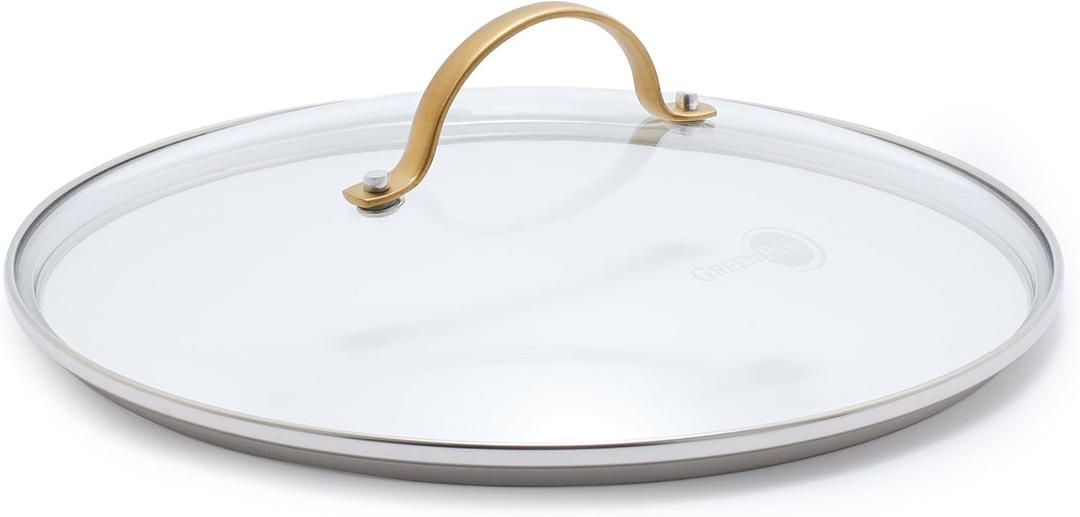 GreenPan Reserve 10" Tempered Glass Lid for Pots and Pans Cookware, Gold-Tone Handle with Matte Finish, Dishwasher and Oven Safe
