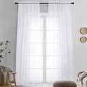 OVZME Sheer White Curtains 108" Inch Length 2 Panels Set, Light Filtering Soft Rod Pocket Voile White Drapes for Living Room/Bedroom, Each 42" W x 108" L