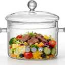 Clear Glass Potpourri Simmer Pot and Cookware for Cooking Stews Hot Beverages Noodles Milk Baby Food Spices, Borosilicate Glass Saucepan Stove Top Boiling Pot and Pan with Lid, Heat Resistance, 1.5L