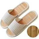 Odor-resistant Japanese Bamboo House Slippers for Sweaty Feet for Summer Cooling Slippers with Non-slip Soft Sole for Tatami and Indoor Easy to Clean 36-37