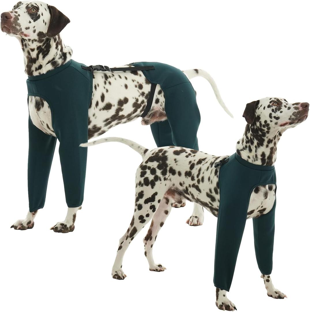 ROZKITCH Dog Surgery Recovery Suit to Prevent Licking, Elbow and Knee Protection for Four Legs, Prevents Pet Wounds from Biting, Dog Cone Collar Alternative, Waterproof Abrasion Resistant Green L (L(Back:15.35-19.69"))