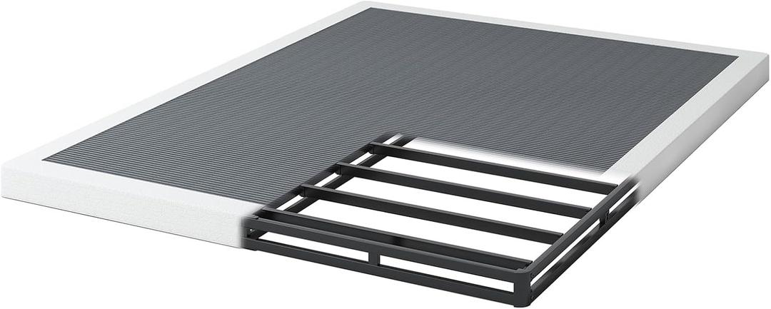 NHODIR Full Box Spring 3 Inch Heavy Duty Box Spring Mattress Foundation, Metal Bed Base with Fabric Cover, Noise Free Easy Assembly