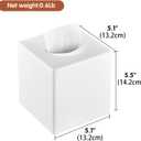 Y-in Hand Tissue Box Cover, Square Facial Tissue Holder Storage for Bathroom Vanity, Countertops, Dressers, Night Stand, Parlors and Offices - White