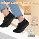 Besroad House Slippers for Women Men Comfy Barefoot Slippers Sock Furry Slip On House Shoes with Soft Rubber Sole for Bedroom Home Travel Yoga (10.5-11 Women/9-9.5 Men, Black Stripe)