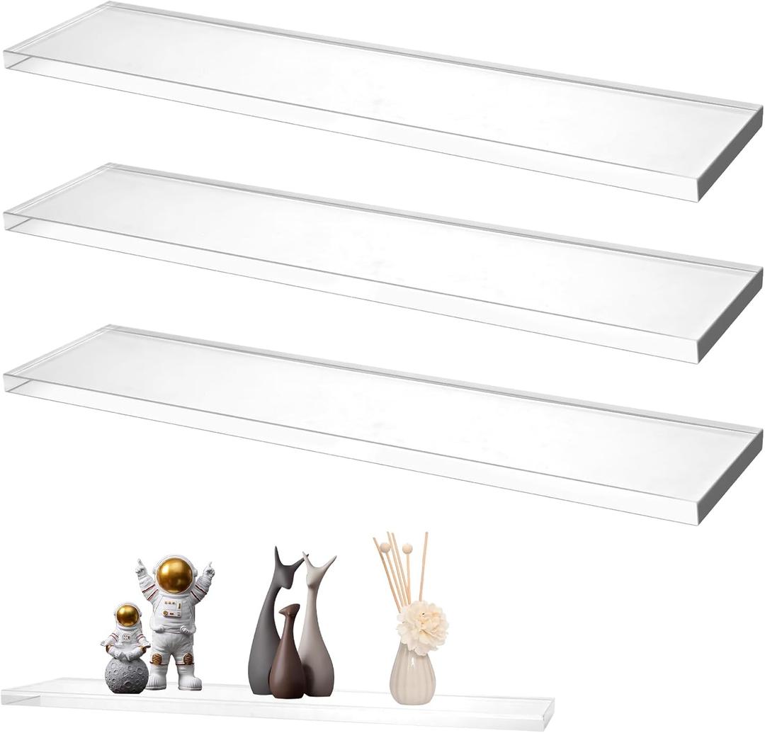 3 Pieces Acrylic Medicine Cabinet Replacement Shelves Bathroom Cabinets Shelves for Living Room Bathroom Kitchen Wall Mounted Medicine Cabinets, 13 Inches