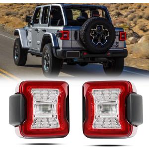 LED Tail Lights Fit for 2018-2023 Jeep Wrangler JL,Rear Lights Assembly With Running Light, Brake Turn Signal Lamp and Reverse Lamp Functions(1 Pair)