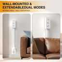 Outlet Extender Features Outlet for Hard-to-Reach Spaces, Sofas, etc. 2 AC Outlets, USB-C Ports, USB-A Ports. Extending 21''-28''Suitable for Placement Behind Bedside Tables, desks, Sofas, etc.