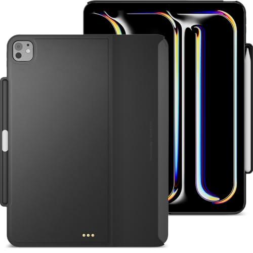 MAGEASY CoverBuddy for M4 iPad Pro 13" (2024) - iPad Pro Case Compatible with Magic Keyboard for iPad Pro (M4), Enhanced Thickness & Heat Dissipation - New Black (Leather 5.05)