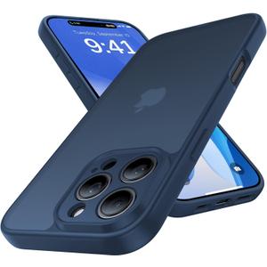 Shockproof for iPhone 16 Pro Case, [Full Camera Protection] [Military-Grade Drop Protection] Protective Anti-Yellow Slim Translucent Skin-Friendly for iPhone 16 Pro Phone Case, Midnight Blue