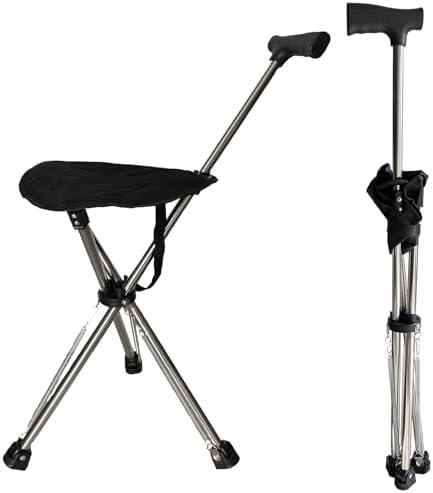 Cane with Seat - Portable Stool Chair, Supports Up to 220 Lbs cameping Chairs, Lightweight Up to 1.8 Lbs, Suitable for Men, Women, Seniors, People with Disabilities (Top-Tier Model A)