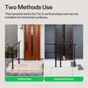 VIVOSUN Outdoor Handrail, 2 Step Stair Handrail, 26" 36" Fits 1 to 2 Steps, Wrought Mattle Iron Handrail for Concrete Steps, Porch Steps, One-Step Assembly, Black