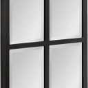 Kate and Laurel Stryker Transitional Panel Wall Mirror, 17 x 42, Black, Modern 8-Pane Tall Window Mirror for Use as Entryway Mirror or Bedroom Mirror Decor (42"L x 17"W)