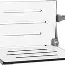 Seachrome Silhouette Comfort Folding Wall Mount Shower Bench Seat with Arms, White Seat with Silver Frame