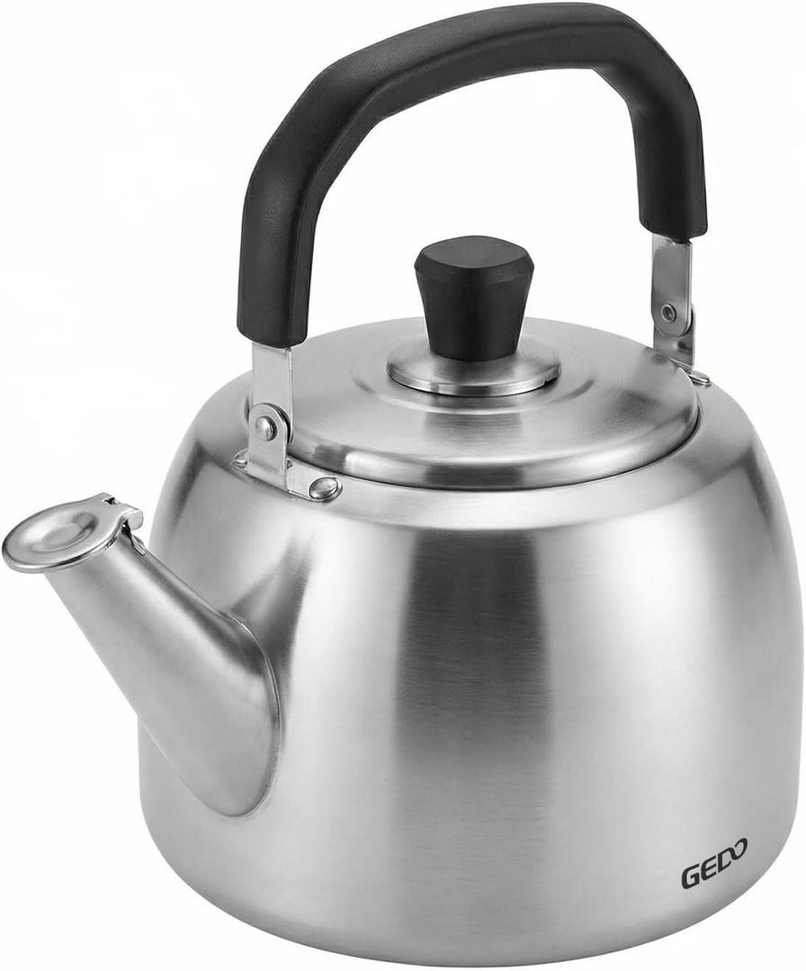 GEDO Stainless Steel Whistling Tea Kettle, 304 Food Grade, Large Capacity, Stovetop Kettle for Gas Stove and Induction Cooktop, 5.2 Quarts