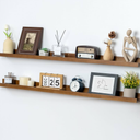 Picture Ledge Wall Shelves 48 inch Width Set of 2, Solid Pine Wood Rustic Floating Ledge Shelves for Wall for Kids' Room Bedroom Kitchen Bathroom Living Room Nursery Display Wall Decor, Walnut