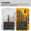 DEWALT Drill Bit Set, 3-Flats Shank,14-Piece, 135 Degree Split Point, for Plastic, Wood and Metal (DWA1184)