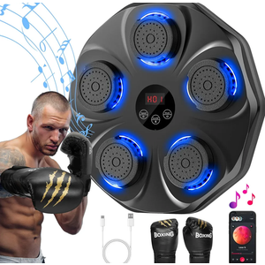Music Boxing Machine, Interactive Punching Trainer with Boxing Gloves, Large Size Wall Mounted Electronic Boxing Target for Adults Kids, 9 Modes & 9 Speeds