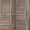 4 Panel Wood Room Divider 5.75 Ft Tall Privacy Wall Divider 68.9" x 15.75" Each Panel Folding Wood Screen for Home Office Bedroom Restaurant Brown