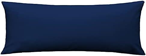 iMaylex Soft 100% Egyptian Cotton Zipper Pillow Case, Cozy and Lightweight Pillowcase, Easy Care, Navy Blue, Body, 20'' x 48''