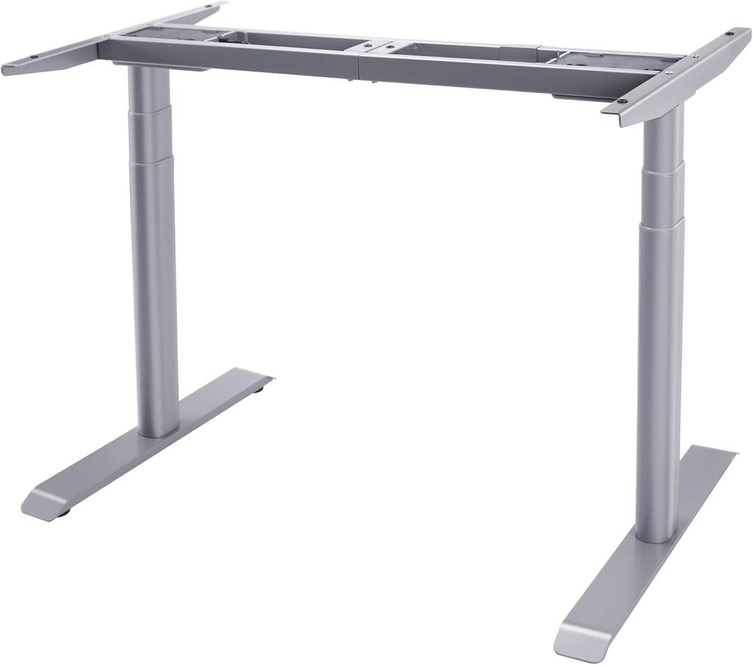 Fromann Dual Motor 3 Stage Electric Adjustable Standing Desk Frame Height 25.9" -51.5" Sit Stand up Desk Base (Grey)