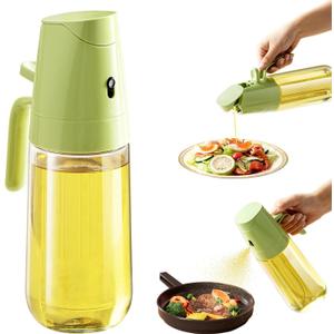 Olive Oil Sprayer for Cooking, 2 in 1 Olive Oil Dispenser Bottle for Kitchen, 17oz/500ml Glass Dispensing Bottle, Food-grade Oil Mister for Air Fryer, Salad, Frying, BBQ