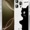 Compatible for iPhone 16 Pro Max 6.9 Case Cute Black Cat Shockproof Funny Clear Phone Cover for Women and Men
