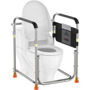 Toilet Safety Rails for Seniors, FSA/HSA Eligible Detachable Toilet Safety Frame with Handles & Night-Time Friendly Tips for Elderly and Disabled, 360LBS Handicap Toilet Rail Fits Most Toilets