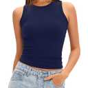 Darong Womens Sleeveless Racerback Crew Neck Casual Basic Double Lined Fitted Tank Top 9203 Navy Blue XL (XL)