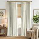 NICETOWN Room Darkening Curtains 84 inches Long Thermal Faux Linen Curtains for Bedroom 2 Panels, Pinch Pleated Light Blocking Thermal Insulated Thick Drapes for Living Room, Natural, W50 x L84