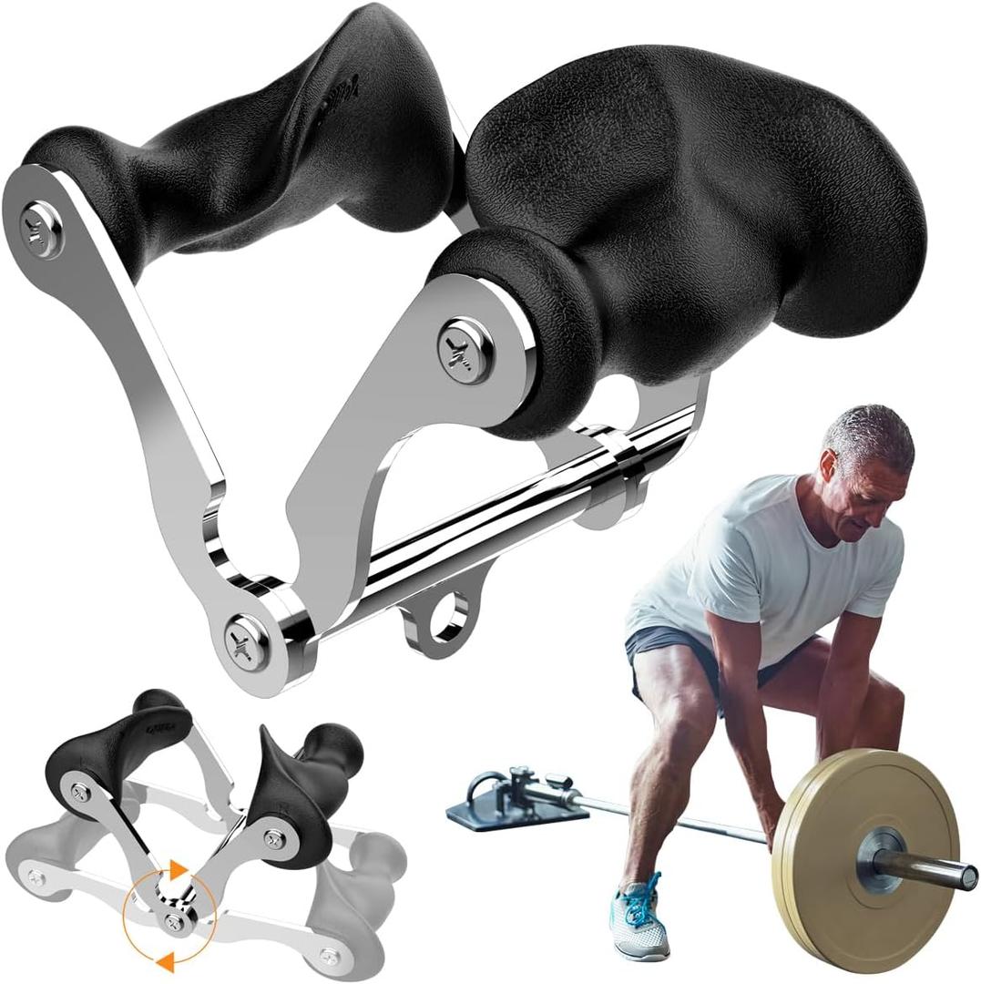 Veimia V Bar T-Bar Row Landmine Handle Attachment for Barbell Bars, Solid Mine Double D Row Handle Grips with Non-Slip Rubber Grips, T-Row Attachment for Olympic Strength Training Bars