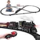 Train Set for Kids,Remote Control Locomotive Engine Under Christmas Tree,Electric Model Train W/Carriages and Long Tracks,Train Toy Gift for Boys Girls Age 4-12