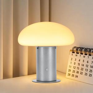 Mushroom Lamp, Retro Table Lamp with Touch Control Switch, 3 Way Dimmable Nightstand Lamp for Bedroom and Living Room, 6W LED Bulb Included (Silver)