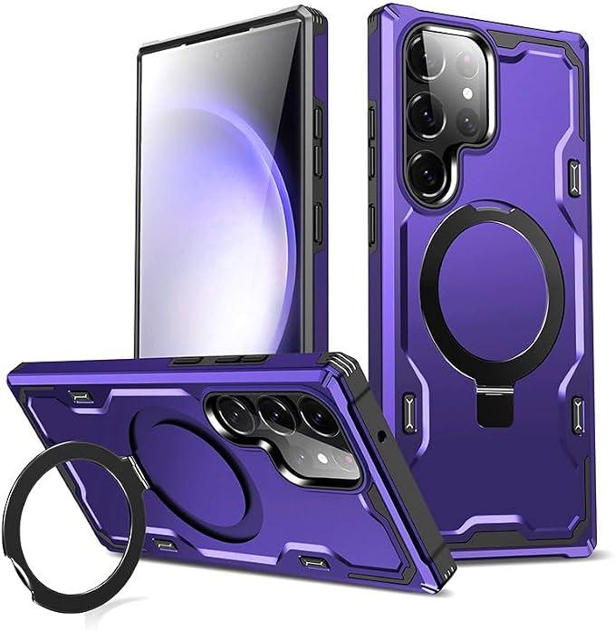 for Samsung Galaxy S23 Ultra Case, [Compatible with Magsafe] [Invisible Built in Stand & Ring Holder] MIL-Grade, Dual Layer Shockproof Full Protective Case for Galaxy S23 Ultra-Purple