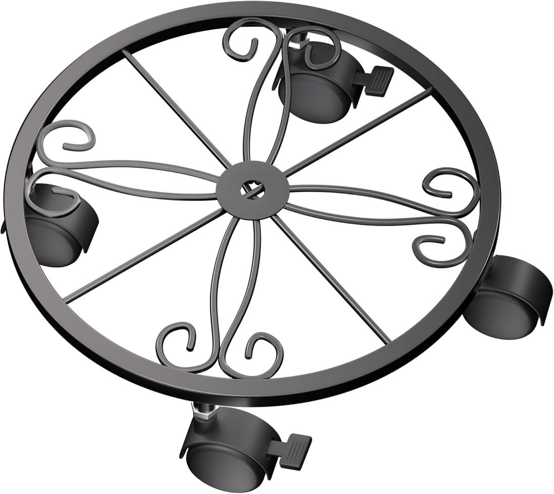 Plant Caddy with Wheels - 10.24" Plant Stand with Wheels, 360° Lockable Plant Rollers Plant Dolly, Plant Tray with Casters for Indoor and Outdoor