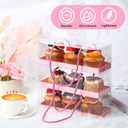 Honeydak 24 Pcs Pink Clear Cupcake Boxes with Handle 9 x 3 x 3 Inch Portable Rectangular Plastic Roll Container Gable Bakery Cake Boxes for Mother's Day Birthday Wedding Party Supplies