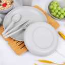 EI 42pcs Wheat Straw Dinnerware Set,Unbreakable Reuasble Plate,Plastic Plates and Bowls Sets,Lightweight Dinnerware for Camping,Picninc,Party-Black Bowls,Plates,Cups,Cutlery