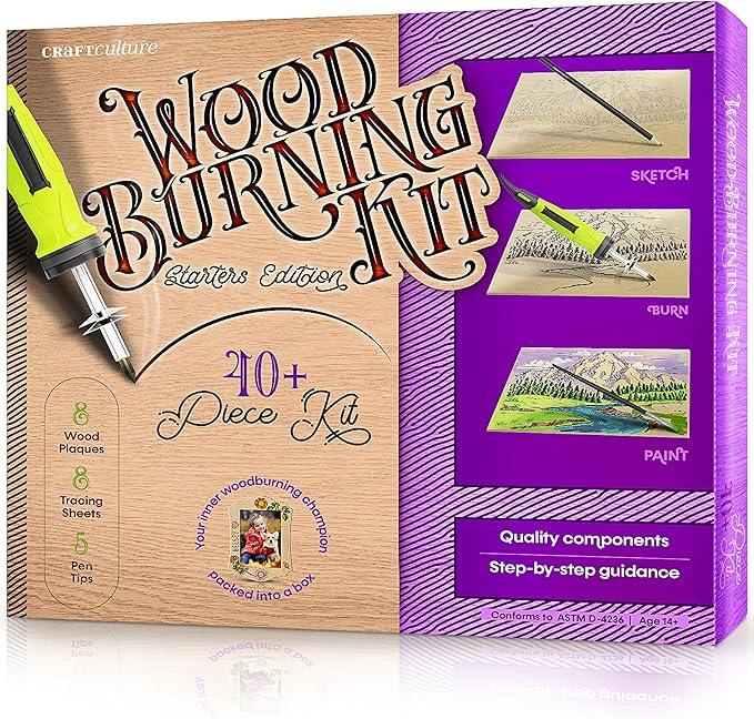 Craft Culture Beginners Wood Burning Kit for Kids, Teenage Boys & Girls - Easter Gifts for Boy & Girl - Craft Projects Birthday Gift Idea for Children Teen Woodburning DIY Hobby Kits Art Activities