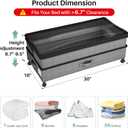 Kitstorack Under Bed Storage with Wheels 2Pack Height-adjustable Under Bed Storage Containers,Under Bed Shoe Storage Organizer with Clear Window&Label, Suitable for Clothes Storage, Gray