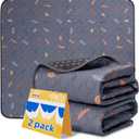 Sunheir Washable Pee Pads for Dogs , Thick Heavy Absorbency Reusable, Prevent Leakage, Waterproof , Non-Slip Pee Pads for Puppy Playpen, Crate, Whelping Box, Potty Training, Grey, 2 packs (Leaves - Deep Grey) (18x24 Inch (Pack of 2))