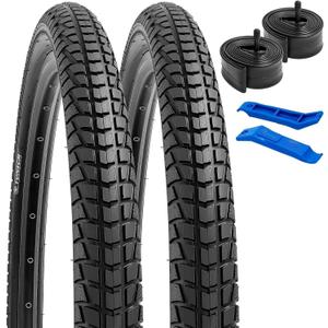 YUNSCM 2-PCS 26" Road Bike Tires 26x1.95/53-559 and 26" Heavy Duty Bicycle Tubes Schrader Valve Compatible with Road Bike 26x1.90 26 x 1.95 26x2.0 Bicycle Tires and Tubes (Y-918)