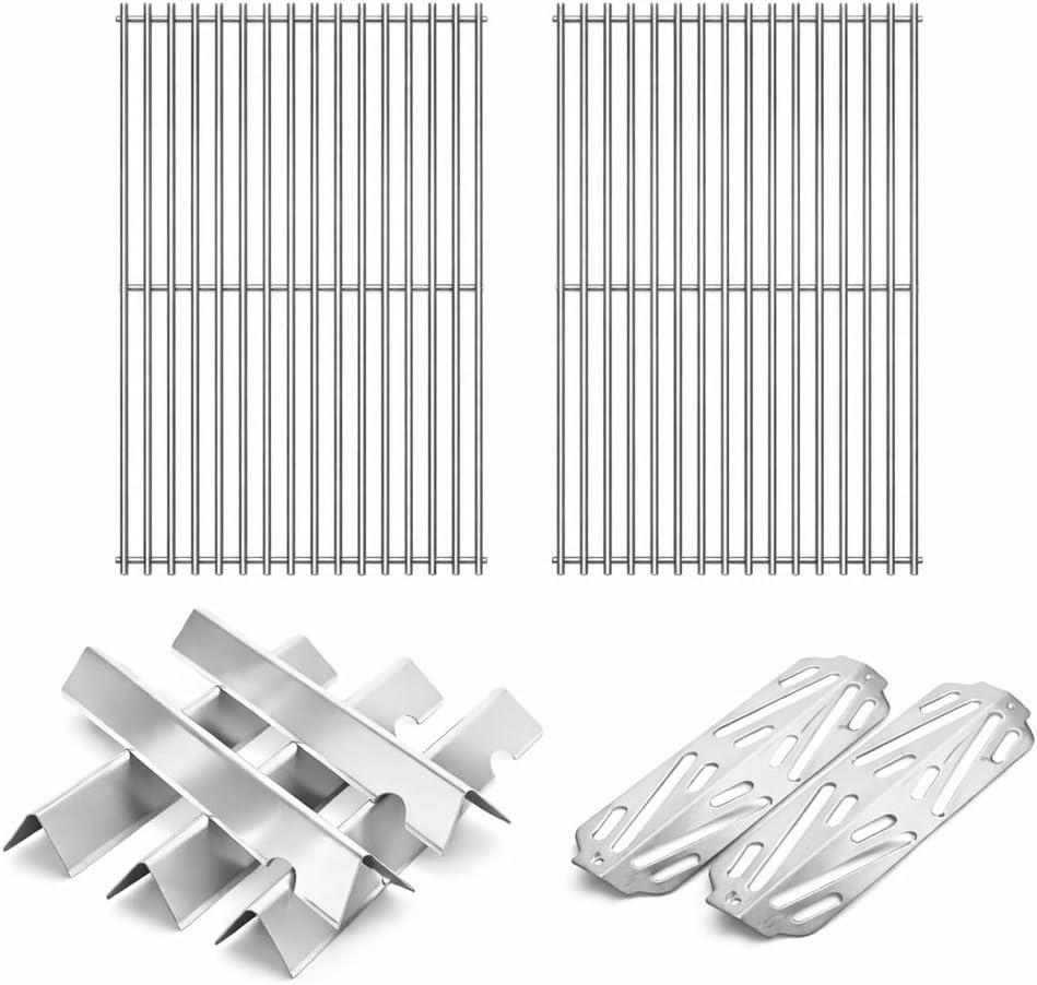 Stainless Steel Grill Grates with 66032 Flavorizer Bars for Weber Genesis II Grill Parts GS4,66095 Cooking Grates 66795 Heat Deflector Replacement Parts for Weber Genesis ii E-310 E-315 S-335