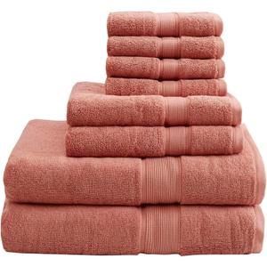 Madison Park 800GSM Bathroom Towel Set of 8 100% Cotton Bath Towel Set for Bathroom Luxurious Highly Absorbent 2 Bath Towels 2 Hand Towels 4 Washcloths Quick Dry Spa Quality Coral (Multi-Sizes) Madison Park 800GSM Bathroom Towel Set of 8 100% Cotton Bath Towel Set for Bathroom Luxurious Highly Absorbent 2 Bath Towels 2 Hand Towels 4 Washcloths Quick Dry Spa Quality Coral (Multi-Sizes)