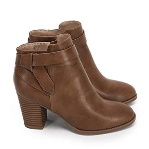 PiePieBuy Women's Tie Knot Chelsea Pump Ankle Boots Closed Toe Stacked Heel Booties Shoes , Size 7.5