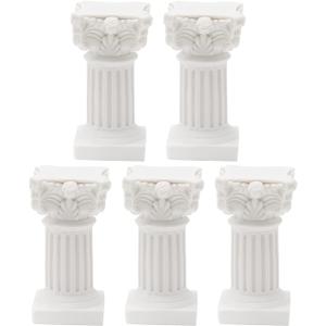 5Pcs Mini Roman Pillar Greek Columns, Christmas Decorations, Greek Statues Decor, Resin Artistic Ornament for Wedding Table,1.18" L x 1.18" W x 2.56" H (White)