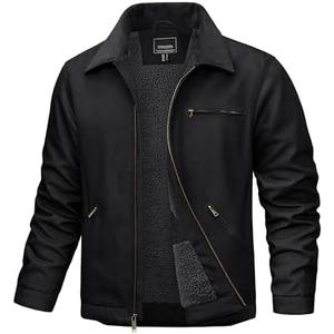 TACVASEN Mens Work Jackets Construction Duck Canvas Jacket Fleece Lined Sherpa Waterproof Warm Winter Heavy Coats Large