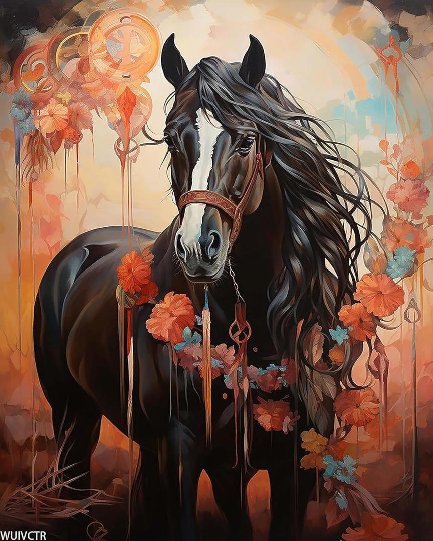 WUIVCTR Paint by Numbers Horse for Adults, Acrylic Oil Painting by Numbers Kits for Beginner with Brushes Paintwork Art Canvas for Home Decor 40x50 cm