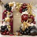 Black Burgundy Gold Balloons Arch Kit Maroon Red Burgundy Black Sand White Metallic Gold Confetti Balloons Explosion Star Balloon for Graduation Prom Anniversary Wine Birthday Party Decoration